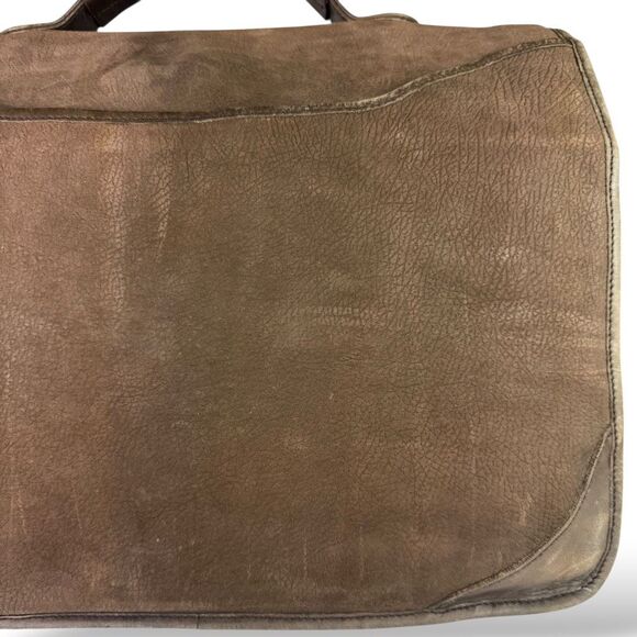 Vintage Brown Leather Briefcase Messenger Shoulder Bag Multi Pocket Accordion - Picture 16 of 16